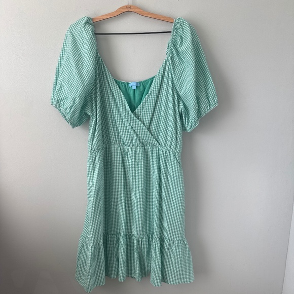 Draper James Dresses & Skirts - DRAPER JAMES RSVP Dress Women's Size 2X Puff Sleeve Gingham Mint Green